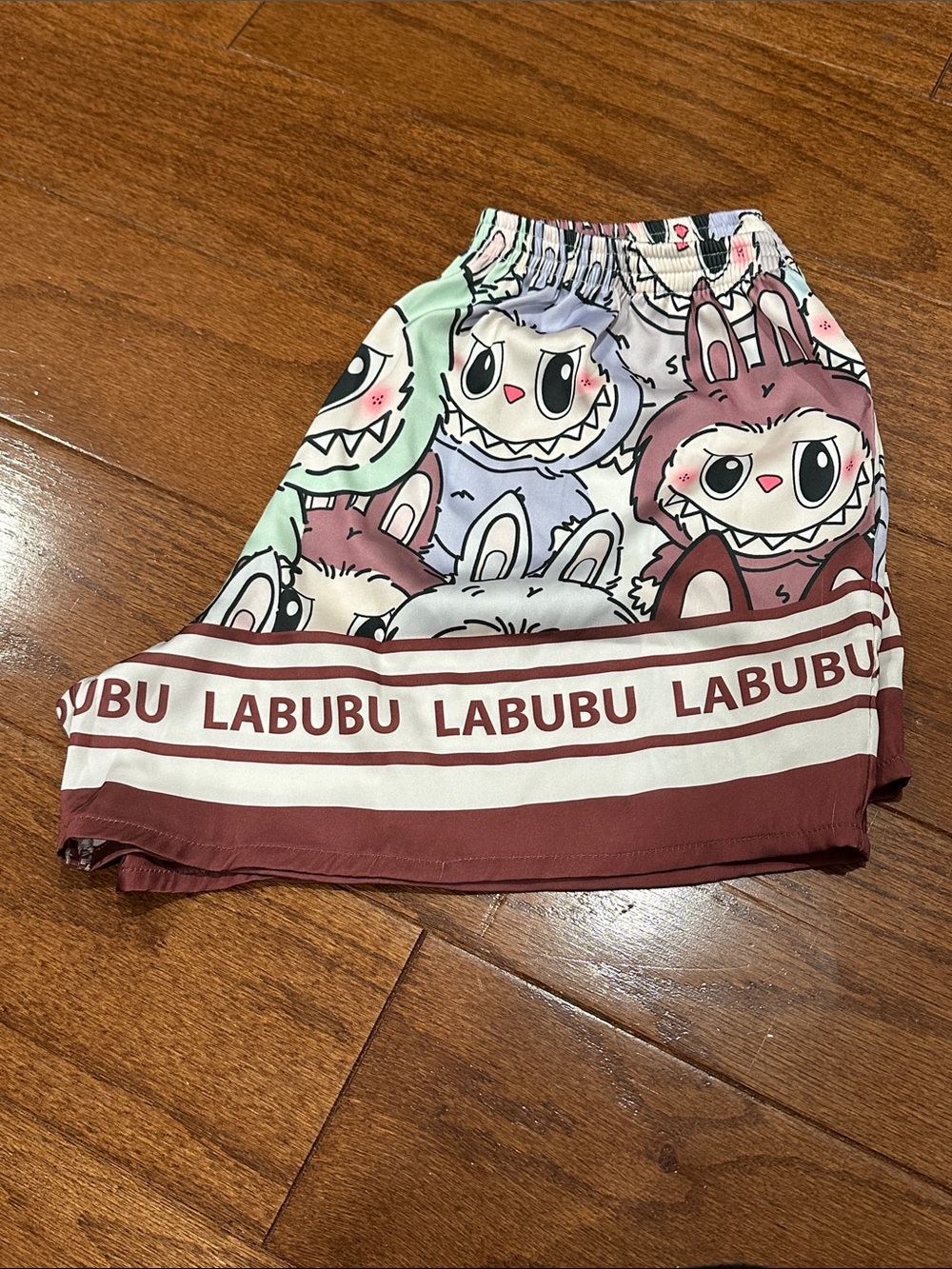 Labubu Cartoon Print Satin Shorts